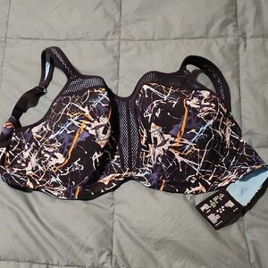 Panache Black and Multicolor Sports Bra
